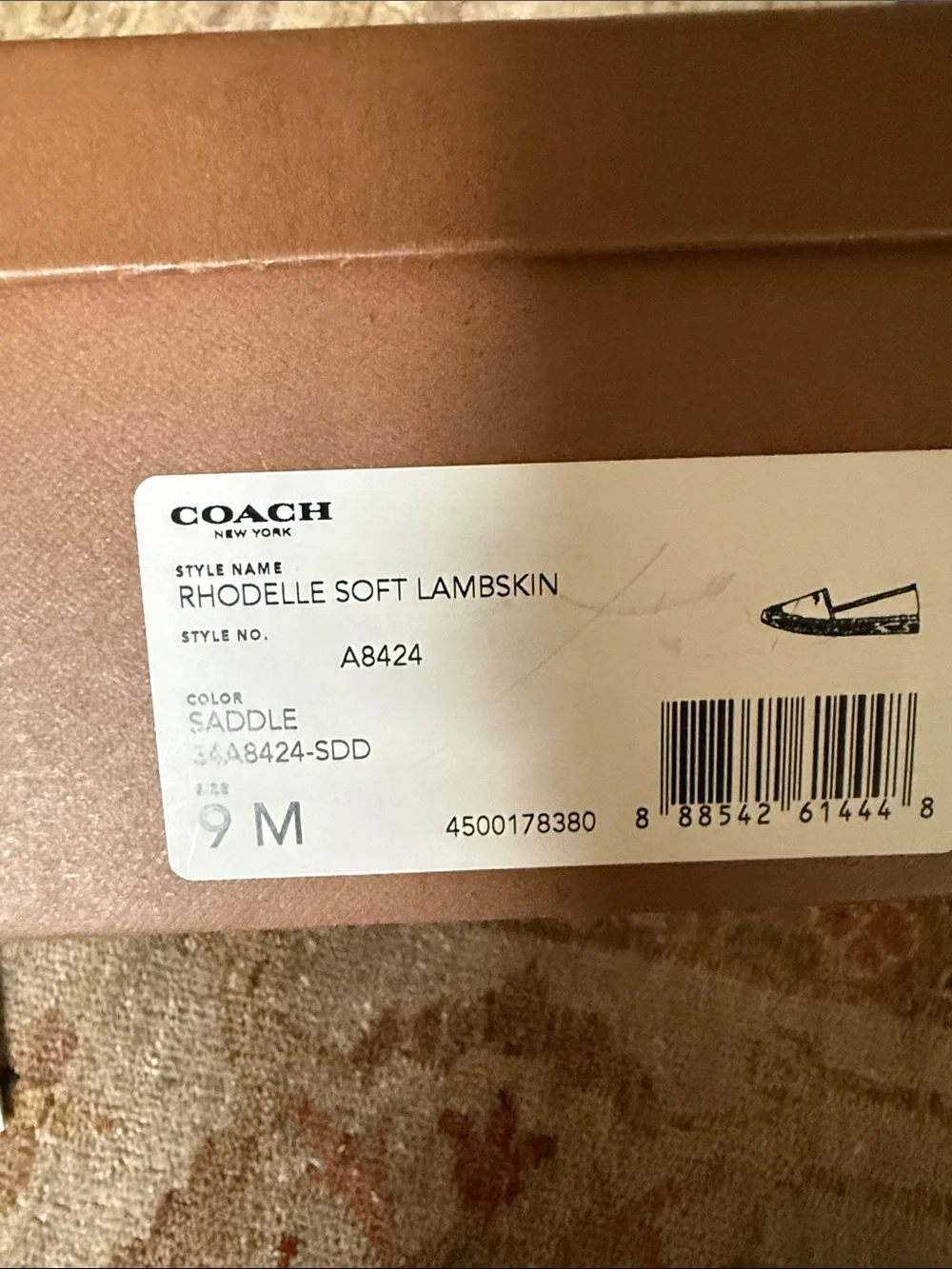 Coach Saddle Brown Leather Espadrille Flats with Gold Logo - Picture 7 of 8